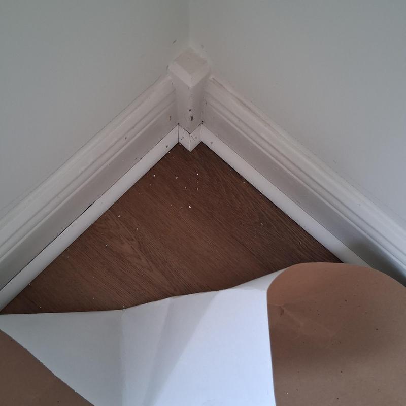 Installed quarter round molding following flooring installation in Flowood, MS